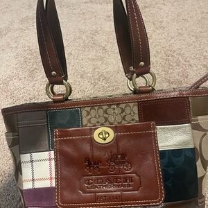 Coach Patchwork Leather Tote - Brown and Multicolor